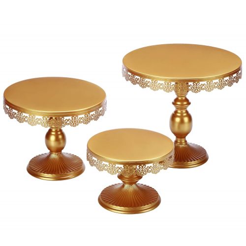  VILAVITA Set of 3 Cake Stands Round Cupcake Stands Metal Dessert Display Cake Stand, Gold