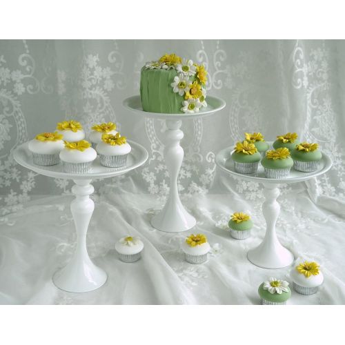  VILAVITA Cake Stands 3-Set Round Cupcake Stands with Simple Design, Dessert Cake Stand, White