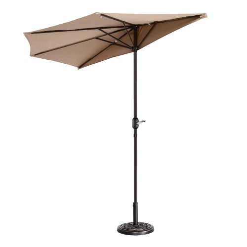  VILLACERA 83-OUT5461 9 Outdoor Patio Half 5 Ribs Fade Resistant Condo or Townhouse Umbrella in Beige