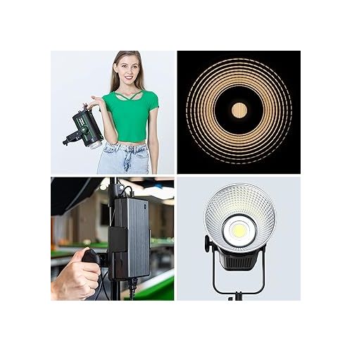  200W 22000LM Bi-Color Bowens Mount LED Photography Lighting, 79000lux@1m APP Control Film Lighting 2800K-6800K Professional Studio Spotlight