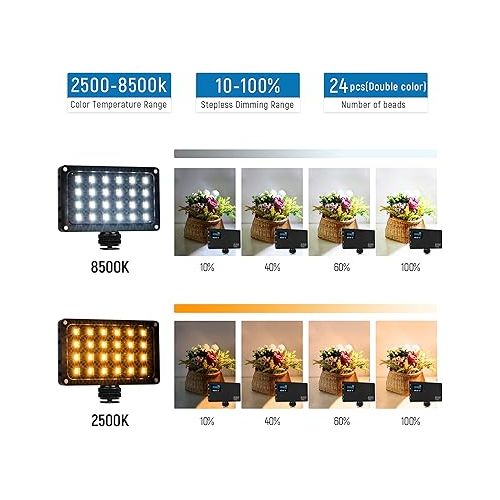  VILTROX CRI 95+ LED Video Light, Portable On Camera Pocket Photo Light for DSLR Camera Camcorder with Mini Tripod & Phone Holder, 2500-8500K Dimmable Small Panel Lights w Built-in Battery LCD Display