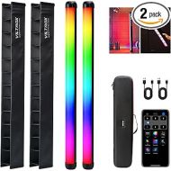 VILTROX K60 2 Pack RGB LED Video Light Stick with APP Control, Handheld 360° RGB Tube Light Wand for Photography, 2500K-8500K Dimmable, CRI97+,26 Light Scenes, LCD Display, 2200mAh Battery