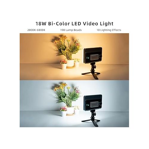  VILTROX 18W LED Video Light on Camera Light with App Control 2800K-6800K CRI95+ 198 LED Beads Cold Shoe Portable Photography Photo Lighting Panel Video Light with NP-F550 Rechargeable Battery