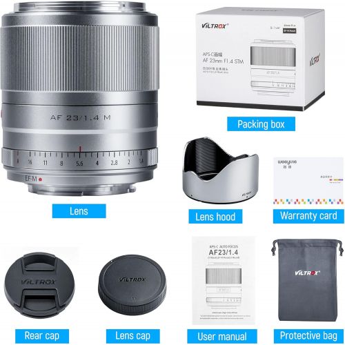  Viltrox 23mm F1.4 STM Prime Wide-Angel Autofocus APC-S Lens Work for Canon EOS M-Mount Cameras M10 M100 M200 M3 M5 M50 M6 M6Ⅱ