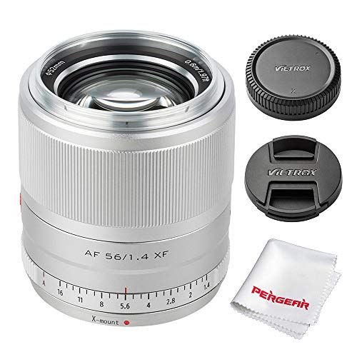  Viltrox 56mm F1.4 Autofocus Portrait Lens Compatible with Fujifilm X-Mount APS-C-Format Mirrorless Designed Cameras (Silver)