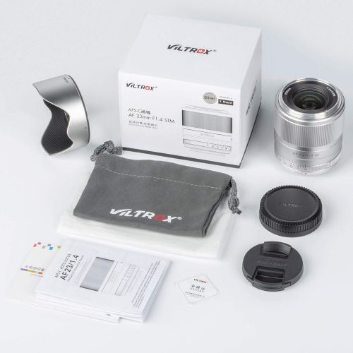  VILTROX 23mm f/1.4 Fuji X Mount 23mm F1.4 Lens Auto Focus APS-C Lens for fujifilm X-Mount Camera (Silver)