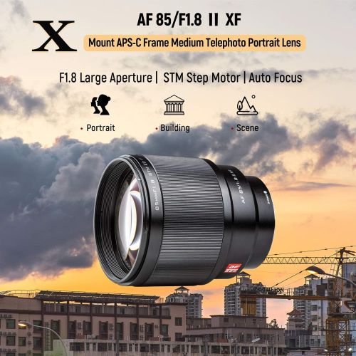  VILTROX 85mm F1.8 Mark II STM Auto Focus Lens for Fuji X Mount, Large Aperture Medium Telephoto Portrait Fixed Focus Lens for Fuji X-Mount Camera X-T3 X-T2 X-T30 X-T20 X-T100 X-PRO