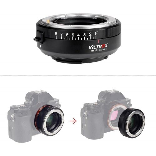  VILTROX NF-E Manual-Focus F Mount Lens Adapter to Sony E Mount Camera Body a7/a7s /a7r, Enlarge Aperture