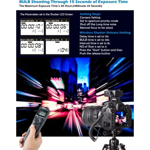 Viltrox Wireless Shutter Timer Remote Release Control Intervalometer for Nikon DSLR Camera D2H D200 D300 D4 D3 D300S D700 D750 D800 D90 D3200 D3300 D5200 D5300 D5500 D5600 D7000 D7