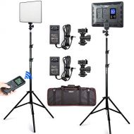 VILTROX 2 Packs LED Video Light kit with Light Stand and Wireless Remote, 30W/2450Lux Dimmable 3300K-5600K LED Panel Lights CRI 95+ for Photography Video Portrait Conference Vlog S