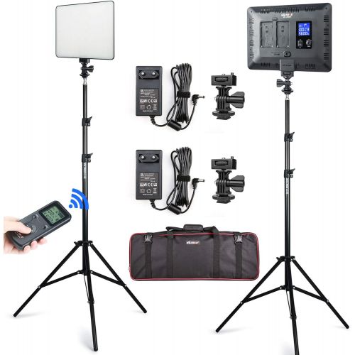  VILTROX 2 Packs LED Video Light kit with Light Stand and Wireless Remote, 30W/2450Lux Dimmable 3300K-5600K LED Panel Lights CRI 95+ for Photography Video Portrait Conference Vlog S