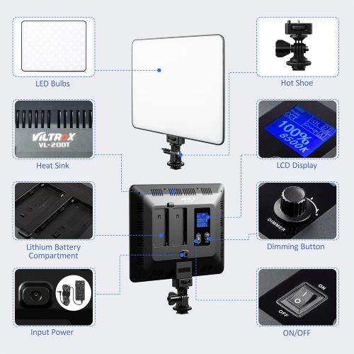  VILTROX 2 Packs LED Video Light kit with Light Stand and Wireless Remote, 30W/2450Lux Dimmable 3300K-5600K LED Panel Lights CRI 95+ for Photography Video Portrait Conference Vlog S