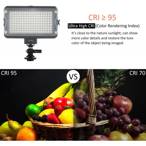  VILTROX VL-162T CRI95+ LED Video Light, Portable on Camera Photo Light Panel Dimmable for DSLR Camera Camcorder with Battery, High Brightness, 3300K-5600K Bi-Color, White Filter an