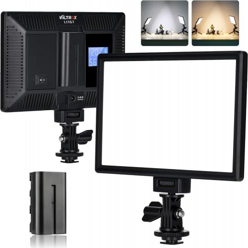  VILTROX L116T Key Light LED Video Light Panel,3300K-5600K Vlog Lighting, for Conference Live Broadcast Studio Photography Recording YouTube,with Battery