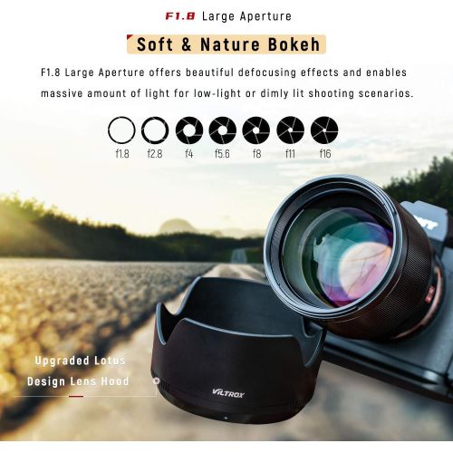  [아마존베스트]VILTROX 85mm F1.8 Mark II Auto Focus Full Frame Lens for Sony E Mount, STM Large Aperture Medium Telephoto Portrait Fixed Focus Lens for Sony Camera A9 A7R3 A7III A7RIII A7M3 A7S2