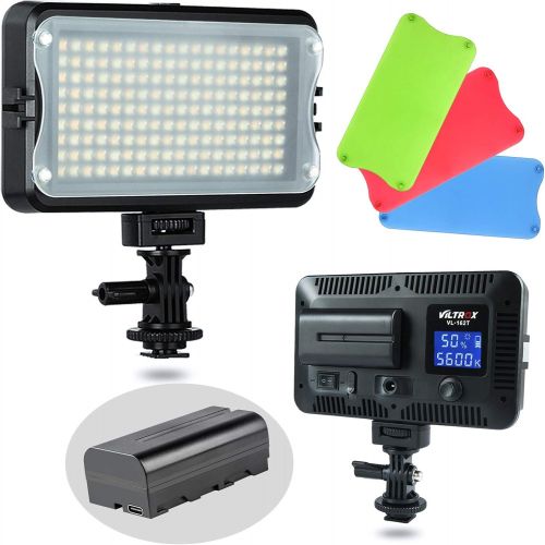  [아마존베스트]VILTROX VL-162T CRI95+ LED Video Light, Portable Camera Photo Light Panel Dimmable for DSLR Camera Camcorder with Battery, Charger, High Brightness, 3300K-5600K Bi-Color, White Fil