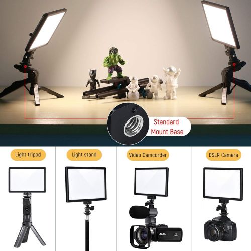  [아마존베스트]Viltrox 2 Sets Photography LED Video Light Lamp with Bi-Color 3300K-5600K, HD LCD Display Screen,CRI 95 for DSLR Table Photo Studio with Tripods
