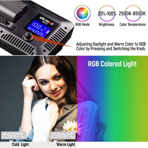  [아마존베스트]VILTROX RGB LED Camera Video Light, Dimmable 2500K-8500K Camcorder LED Light Panel for Digital SLR Cameras with 0-299 Muti-Color Types, White Filter, Battery and Charger