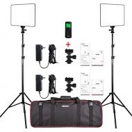 VILTROX 2-Pack VL-200 3300K-5600K CRI95 Super Slim LED Video Light Panel Photography Lighting Kit with Light Stand, Hot Shoe Adapter, Remote Controller, AC Adapter for YouTube Stud