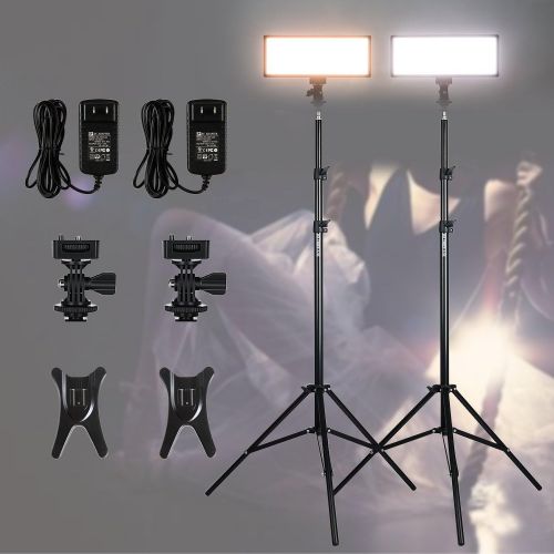  ( 2 pack) VILTROX video lighting kit,L132T LED Light with light Stand, 2m AC adapter, 0.782cm Ultra Thin CRI95 5600K3300K LED Video Light Dimmable Flat Panel Light