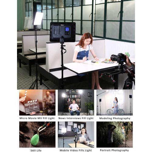  VILTROX VL-200 3 Packs Ultra Thin Dimmable Bi-color LED Video Light Panel Lighting Kit includes: 3300K-5600K CRI 95 LED Light Panel with Hot Shoe AdapterLight StandRemote Control