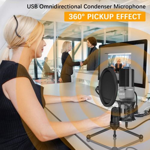  [아마존베스트]VIMVIP USB Condenser Microphone for Computer, USB PC Microphone & Mic Stand & POP Filter to Gaming, Streaming, Podcasting, Recording