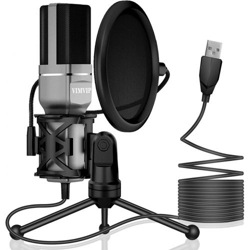  [아마존베스트]VIMVIP USB Condenser Microphone for Computer, USB PC Microphone & Mic Stand & POP Filter to Gaming, Streaming, Podcasting, Recording