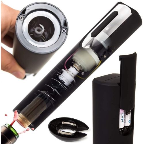  [아마존베스트]Vin Fresco Portable Electric Wine Opener - Battery Powered Wine Bottle Opener With Foil Cutter - Automatic, Cordless - Easily Removes Corks - BATTERIES INCLUDED (Black & Rose Gold)