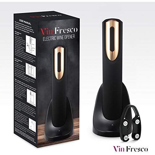  [아마존베스트]Vin Fresco Electric Wine Opener, Automatic Electric Wine Bottle Corkscrew Opener with Foil Cutter, Rechargeable Wine Openers (Rose Gold & Black)