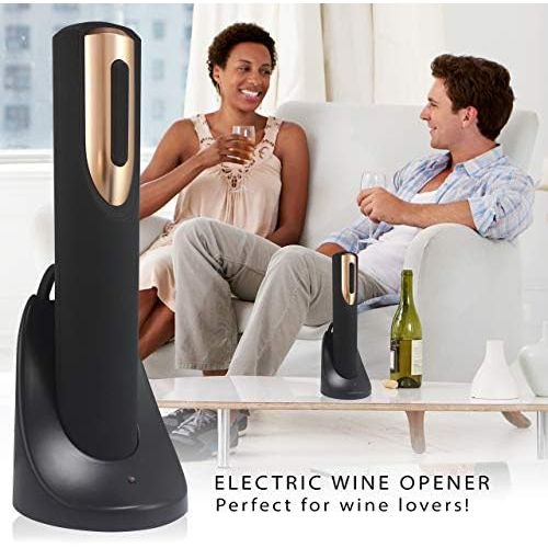  [아마존베스트]Vin Fresco Electric Wine Opener, Automatic Electric Wine Bottle Corkscrew Opener with Foil Cutter, Rechargeable Wine Openers (Rose Gold & Black)