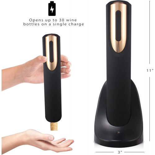  [아마존베스트]Vin Fresco Electric Wine Opener, Automatic Electric Wine Bottle Corkscrew Opener with Foil Cutter, Rechargeable Wine Openers (Rose Gold & Black)