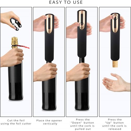  [아마존베스트]Vin Fresco Electric Wine Opener, Automatic Electric Wine Bottle Corkscrew Opener with Foil Cutter, Rechargeable Wine Openers (Rose Gold & Black)