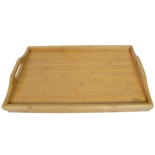  VINA Vina Bamboo Bed Breakfast Tray Table with Folding Legs and Both Sides Handle, 19 L x 12 W x 9 H, Best for Food Dish Plates & Laptop Computer