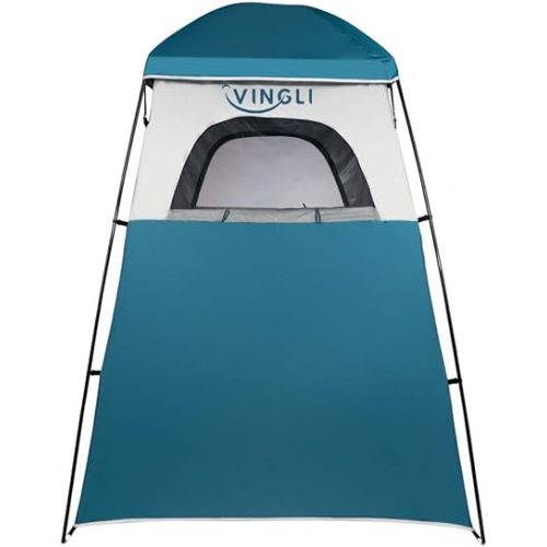 VINGLI 6.7FT Shower Tent, Changing Room Tent for Portable Toilet, with Mesh Floor and Carrying Bag, Lightweight & Sturdy, Perfecr for Camping, Boat, Dressing Outdoor or Indoor