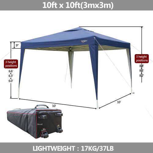  VINGLI 10x10 EZ POP UP Canopy Mesh Tent w/ 4pcs Anti-Mosquito Removable Sidewalls, 99% Anti-UV, Screen House Canopy (10x10 w/ 4 Sidewalls | Blue)