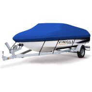 VINGLI Boat Covers 17-19ft Heavy Duty 600D Polyester Waterproof UV Resistant Marine Grade, Durable and Tear Proof, Tri-Hull Fishing Ski Pro-Style Bass Boats - Blue