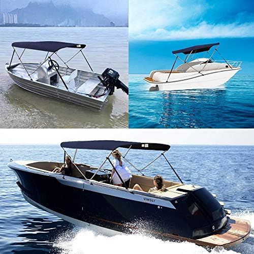  VINGLI 3-4 Bow Bimini Top Boat Cover Sun Shade Boat Canopy Waterproof Stainless Aluminum Frame with Storage Boot for Outdoor