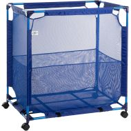 VINGLI Modern Pool Storage Organizer Bin Rolling Cart Poolside Mesh Container for Your Home Garage, Shed, Children Playroom or Pool Toys Goggle Balls Float Container Blue 36x24x36