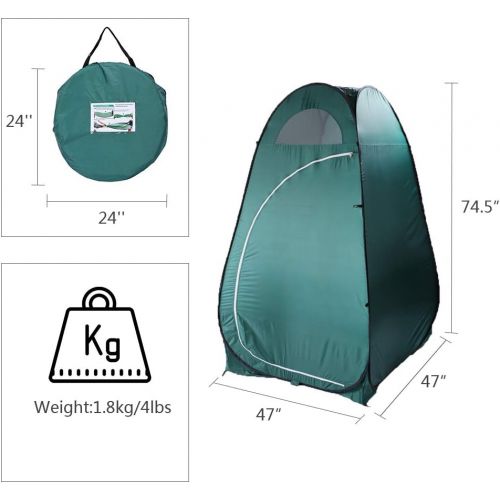  VINGLI Pop Up Tent Instant Portable Shower Tent Outdoor Privacy Toilet & Changing Room(Green)