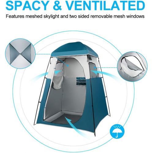  VINGLI 6.7FT Shower Tent, Changing Room Tent for Portable Toilet, with Mesh Floor and Carrying Bag, Lightweight & Sturdy, Perfecr for Camping, Boat, Dressing Outdoor or Indoor