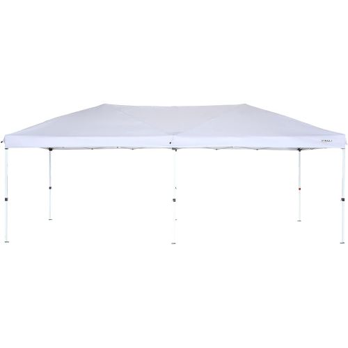  VINGLI 10x20ft Easy Pop Up Canopy Tent w/ 6 Removable Zippered Mesh Sidewalls & Portable Wheeled Carrying Bag, for Patio/ Gazebo/ Camping/ Outdoor Activities, White UV Coated Sun S