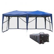 VINGLI 10 x 20 Pop Up Canopy Tent Mesh Sidewalls, Anti-Mosquito Screen Houses,Instant Setup Gazebos, 6 Translucent Sides Doors Sturdier Frame Anti-UV, Heavy Duty Wheeled Carrying B