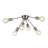 VINLUZ 6-Light Sputnik Chandelier Brushed Nickel Ceiling Light Fixture Modern Chandelier Lighting for Dining Room Living Room Kitchen