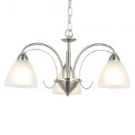 VINLUZ Modern Chandeliers Brushed Nickel 3 Lights Pendant Lighting Mid Century Ceiling Light Fixtures Rustic Chandelier Lighting for Bedroom Foyer Hallway Kitchen