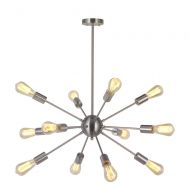 VINLUZ Modern Sputnik Chandelier Lighting 12 Lights Italian Designed Pendant Lighting Mid-Century Ceiling Light Fixture Brushed Nickel by TUDOLIGHT