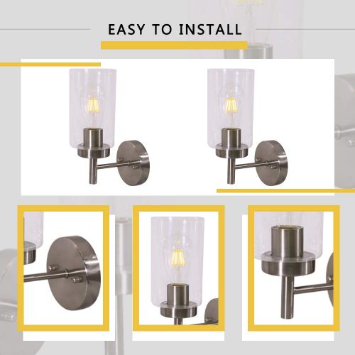  VINLUZ One Light Chandeliers Modern Clear Glass Pendant Lighting Brushed Nickel Dining Room Lighting Fixtures Hanging Contemporary Lamp Semi Flush Mount Ceiling Lights