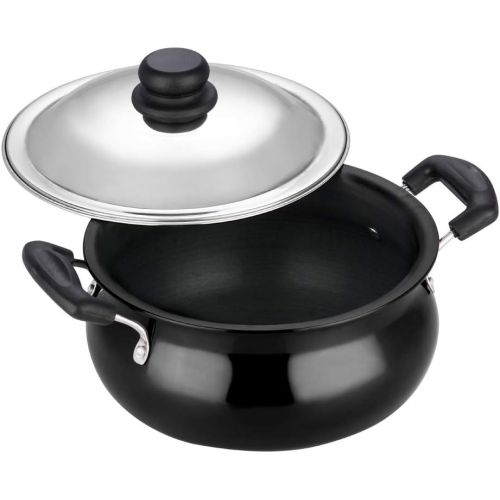  [아마존베스트]Vinod Pearl Hard Anodised Handi with Stainless Steel Lid, 6.5 L, Black