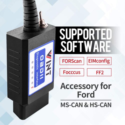  VINTscan FORScan OBD2 Adapter, VINT-TT55502 ELMconfig ELM327 modified For all Windows compatible with Ford Cars F150 F250 and Light Pickup Truck Scan Tool, Code Reader MS-CAN HS-CAN Switch