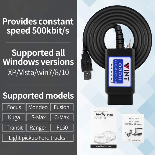  VINTscan FORScan OBD2 Adapter, VINT-TT55502 ELMconfig ELM327 modified For all Windows compatible with Ford Cars F150 F250 and Light Pickup Truck Scan Tool, Code Reader MS-CAN HS-CAN Switch