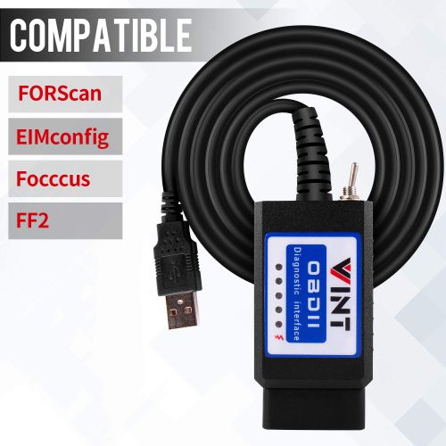  VINTscan FORScan OBD2 Adapter, VINT-TT55502 ELMconfig ELM327 modified For all Windows compatible with Ford Cars F150 F250 and Light Pickup Truck Scan Tool, Code Reader MS-CAN HS-CAN Switch